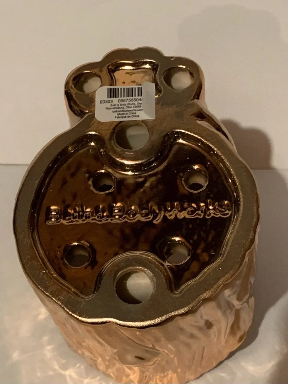 BATH & BODY WORKS ROSE GOLD FOX TREE STUMP SOAP HOLDER FALL DECOR NWT